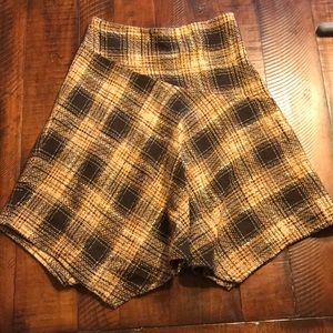 ZARA Brown Tweed Plaid Dress Skirt Sz 4